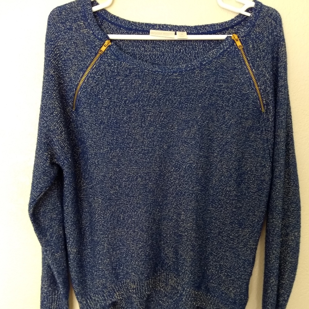 Bisou Bisou Sweater Blue Gold Metallic Medium